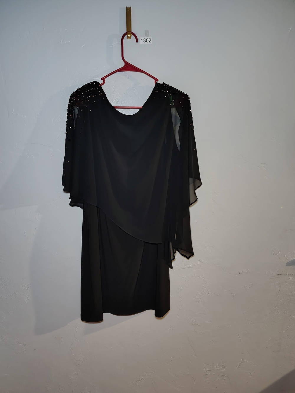 Xscape Black Beaded Capelet Midi Dress